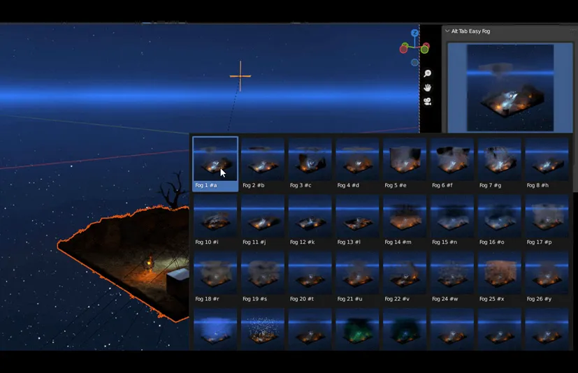 Blender三维雾生成插件 Alt Tab Easy Fog