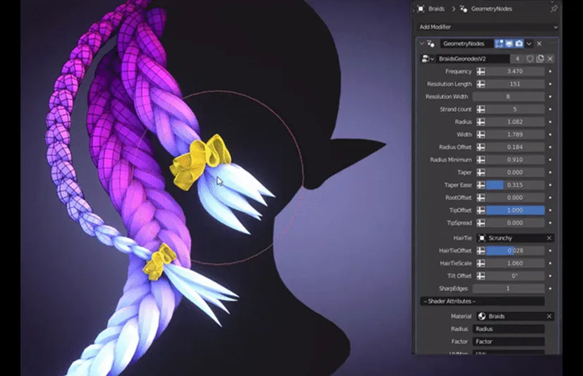 Blender头发辫子制作插件-Braids Generator v5.0.1