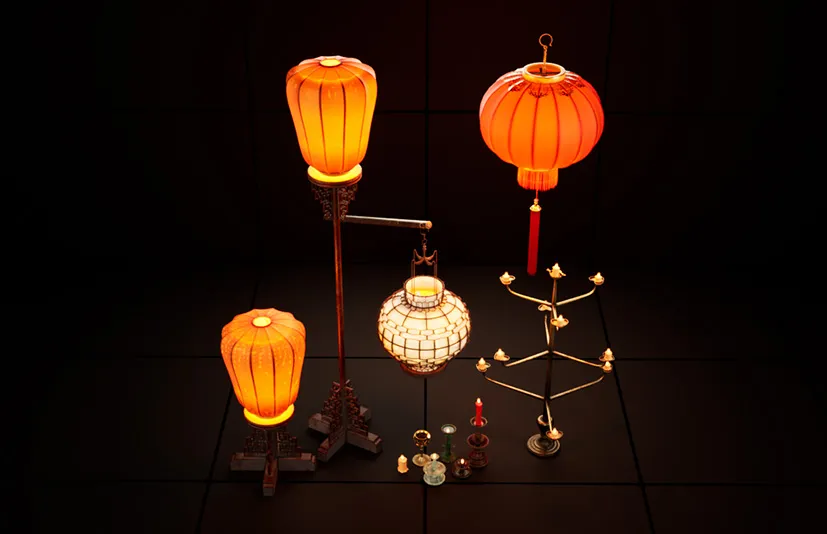 中国古代灯具 – Ancient Chinese Lamps Props