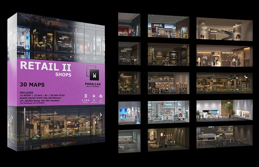 视差贴图 – wParallax Retail 2 // One-Click-Interiors for Archviz