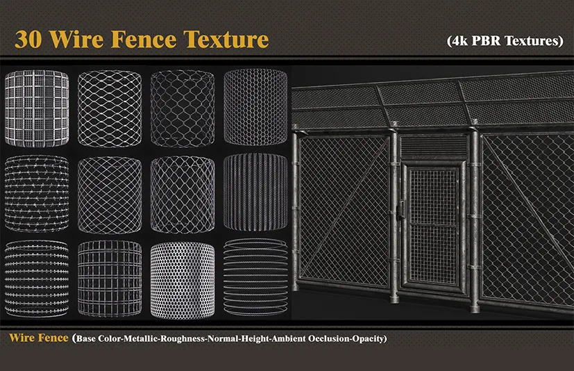 铁丝网纹理 – 30 Wire Fence Texture