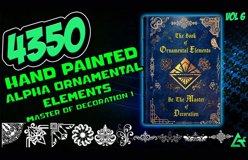 手绘装饰贴花元素 – 4350 Hand Painted Alpha Ornamental Elements – Master of Decoration 1 (MEGA Pack) – Vol 6