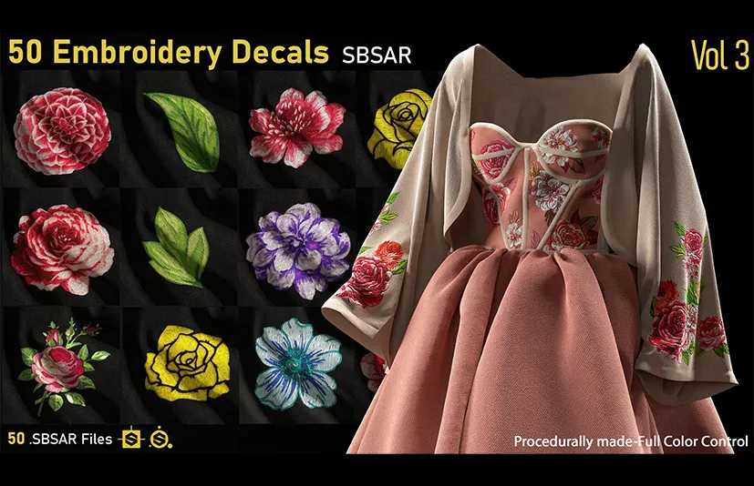 刺绣贴花 – 50-Embroidery Decals-SBSAR-Vol3