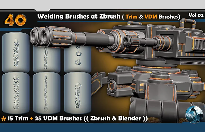 焊接笔刷 – Welding Brushes at Zbrush ( Trim & VDM Brushes) Vol 02