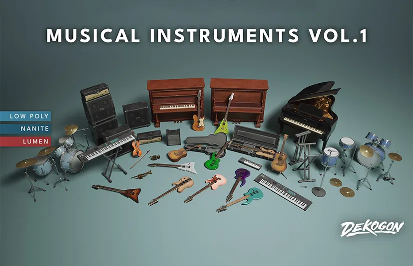 乐器 – Musical Instruments VOL.1 (Nanite and Low Poly)