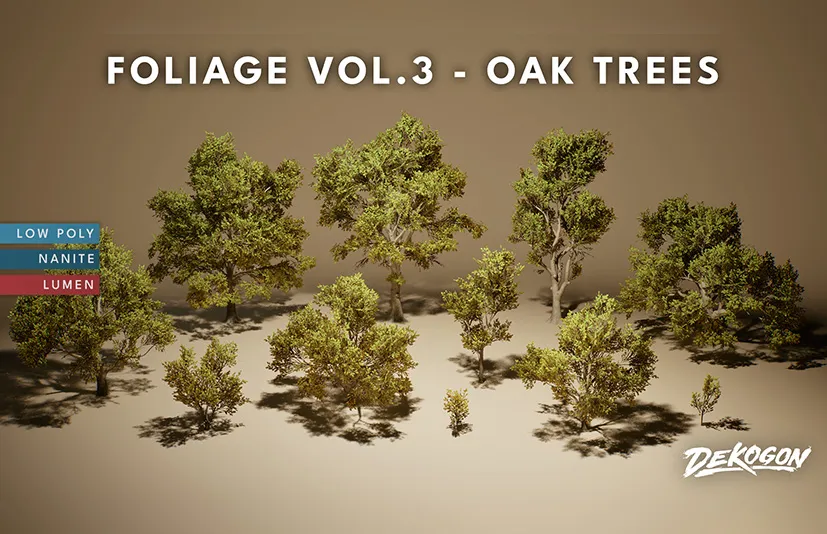 橡树 – Foliage VOL.3 – Oak Trees (Nanite and Low Poly)